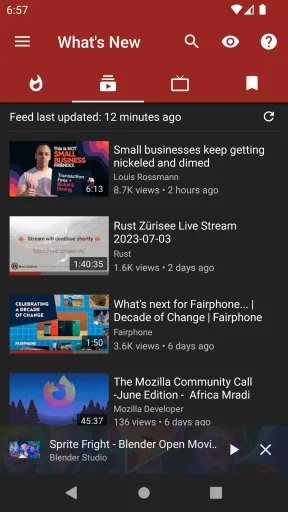 NewPipe, screenshot 1
