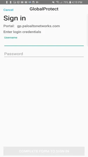 GlobalProtect, screenshot 1