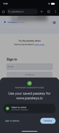 KeePassDX, screenshot 1