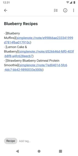 Simplenote, screenshot 3